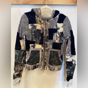 One of a kind Handmade Patchwork Zip Hoodie
